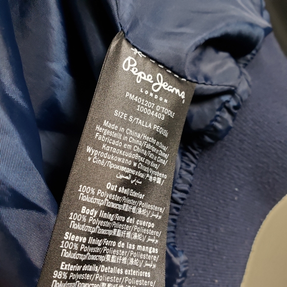 Pepe Jeans London Navy Blue Bomber Jacket Size Small - Picture 5 of 5